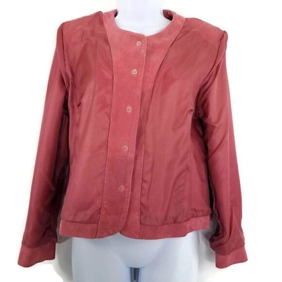 Pendleton Women's Petite Size Small Pink 5-button Leather Jacket - Picture 5 of 10